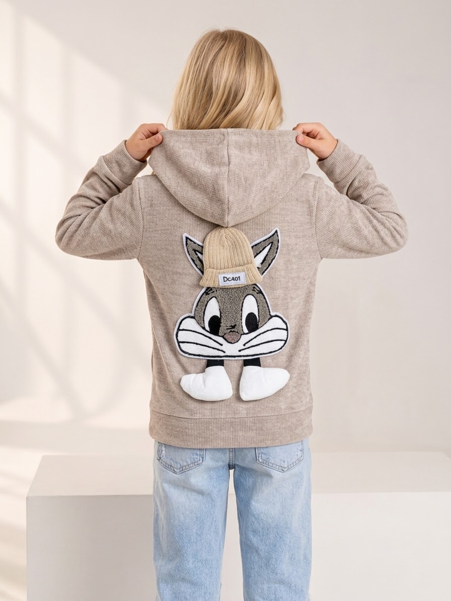 Mikina s kapucí Bunny , béžová