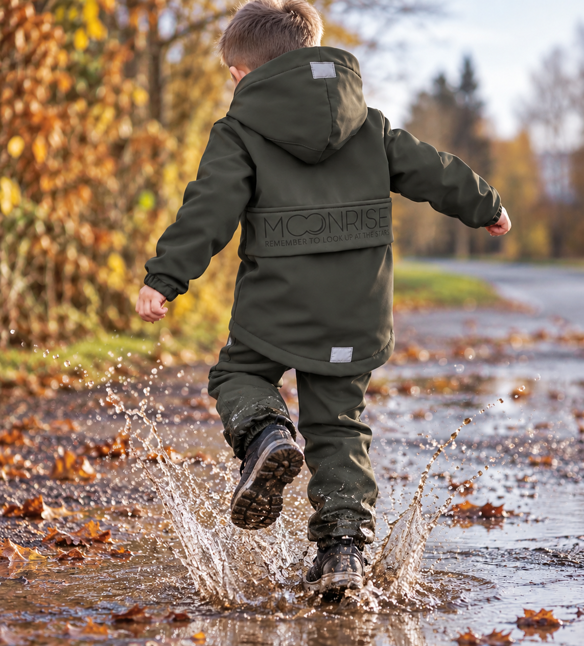 Detská softshell bunda - look up at the stars khaki