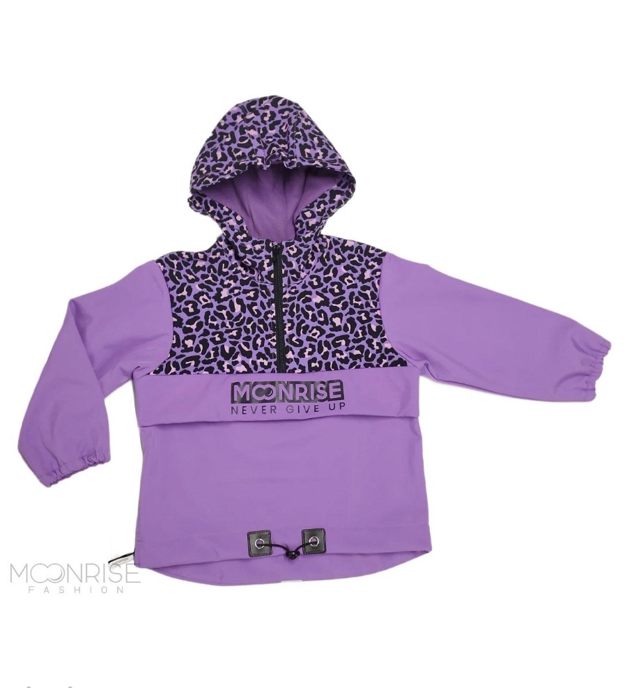 Dětská softshell bunda - anorak leopard lila