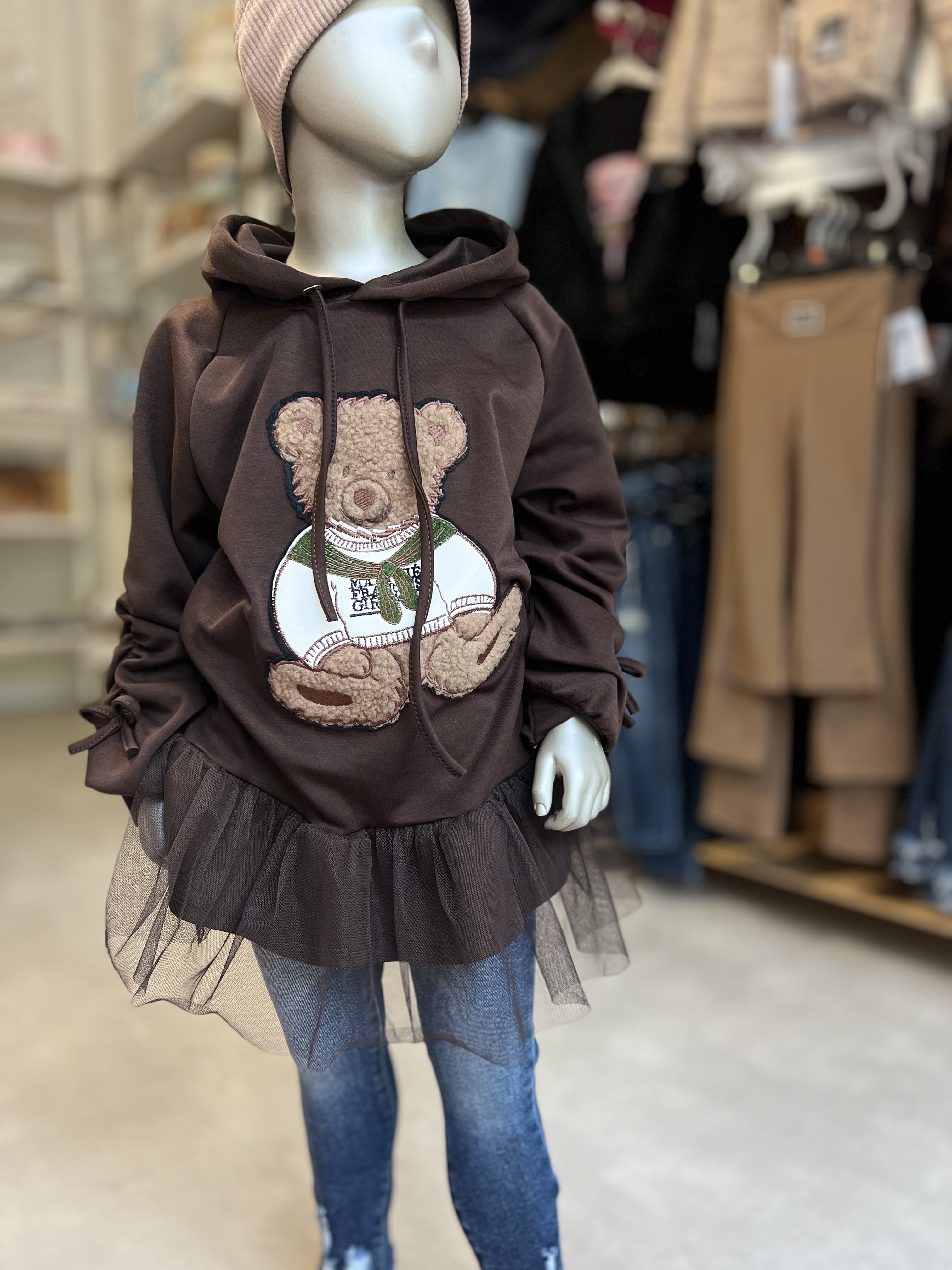 Mikina s kapucí Bear, brown