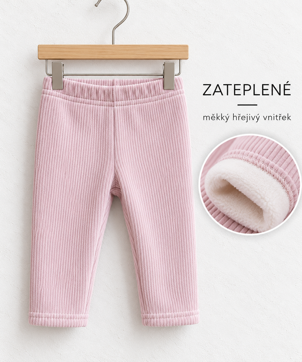 Zateplené legíny , baby pink