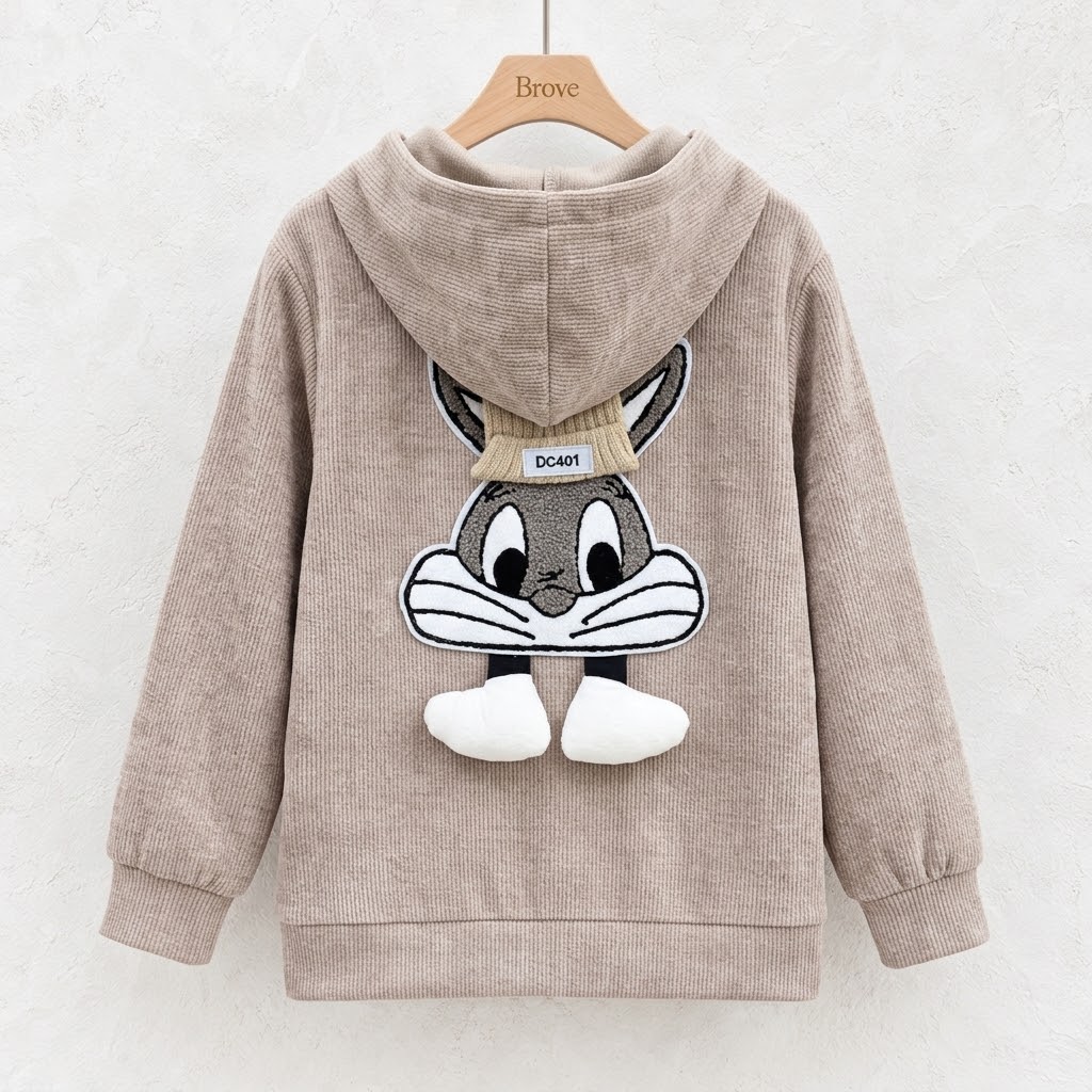 Mikina s kapucí Bunny , béžová