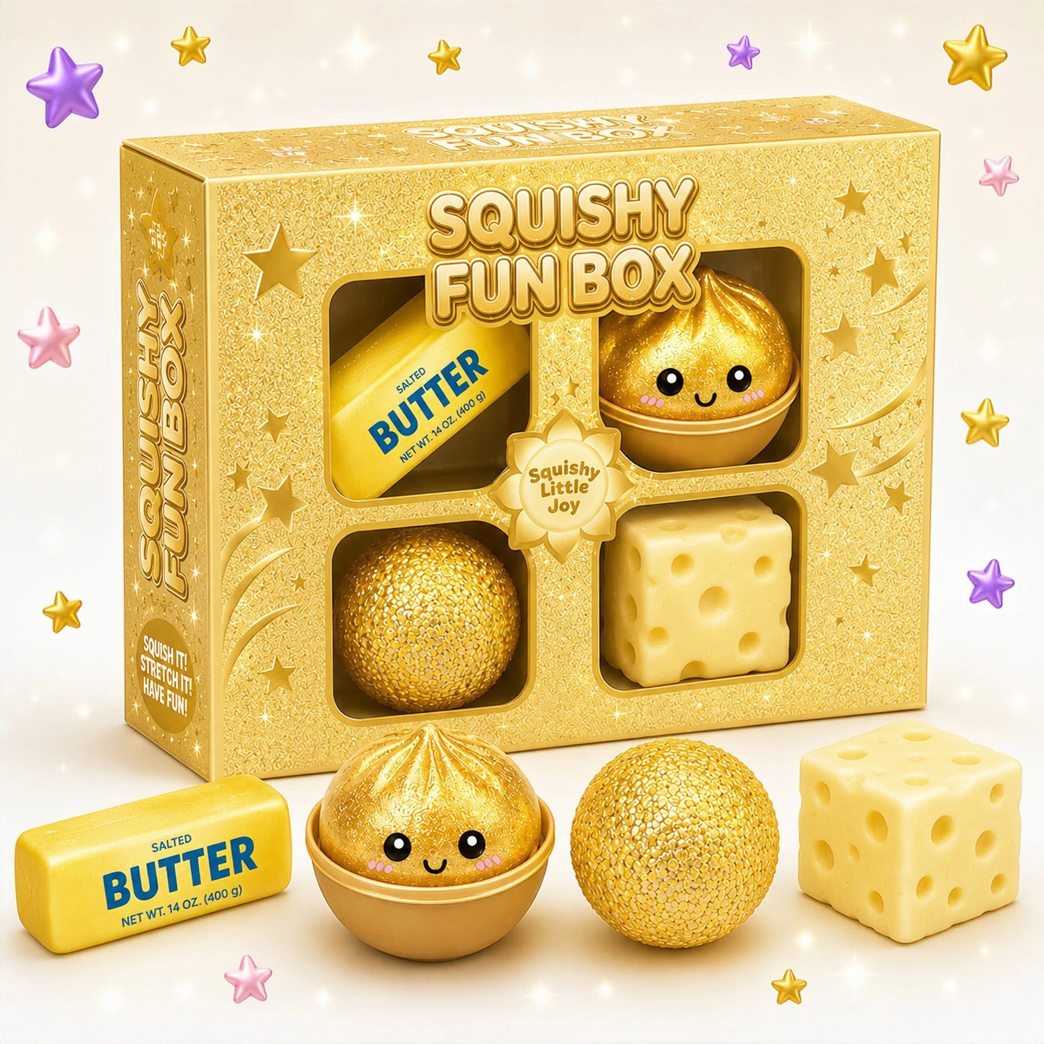Squishy Fun Box - zlatý